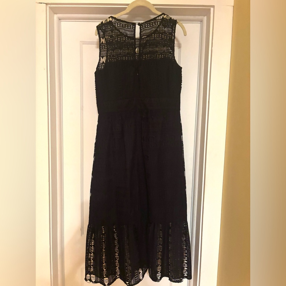 Nicole Miller Black Lace Midi Dress